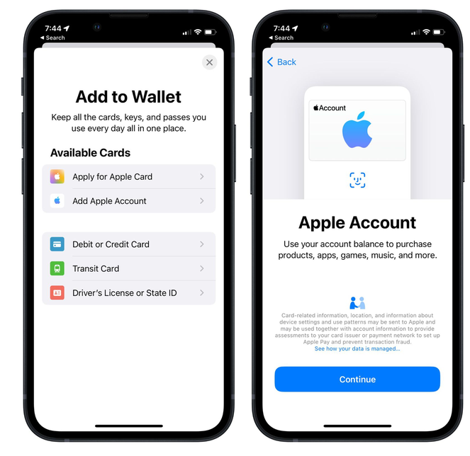尖扎苹果手机维修分享iOS 15.5钱包App如何添加 Apple 账户 